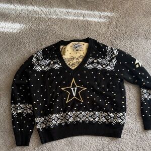 Vanderbilt Black & Gold V-Neck Sweater